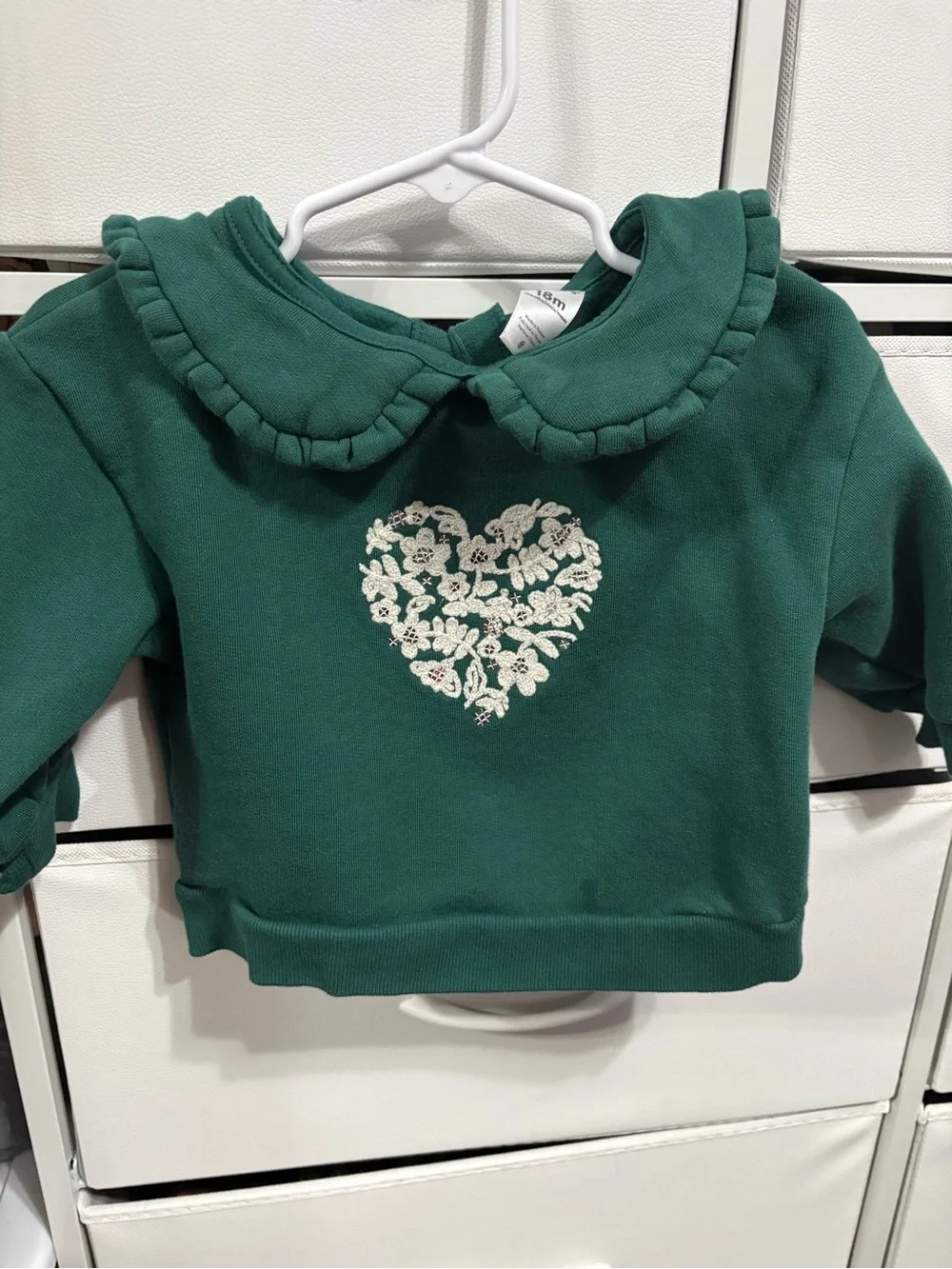 Carter's Teal Ruffle Collar Sweatshirt with Floral Heart